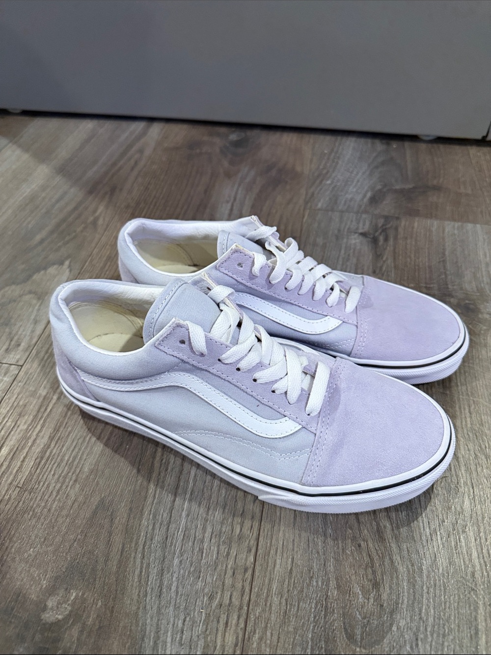 Vans Lavender and White Low-Top Skate Shoes